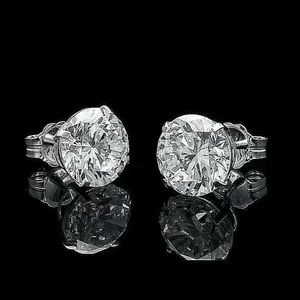 2.40 Ct Round Cut GRA FL/D Certified Moissanite Stud Earrings 14K White Gold 7mm